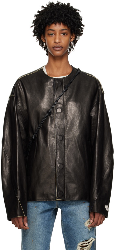 Photo: ADER error Black Rio Leather Jacket