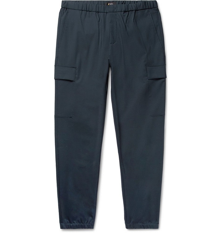 Photo: Theory - Navy Slim-Fit Tapered Stretch Wool-Blend Trousers - Navy