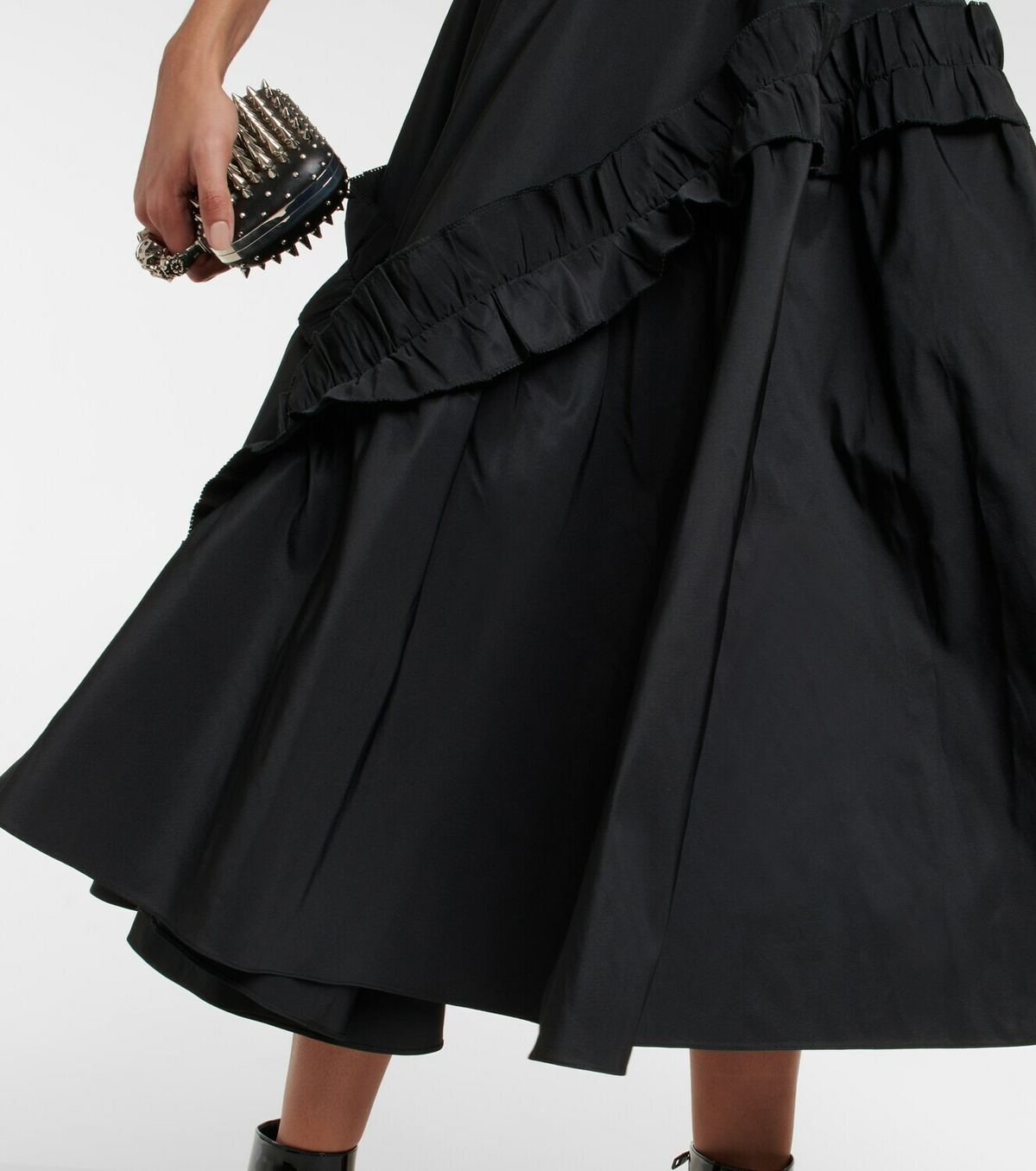 ワンピース ALEXANDER MCQUEEN Women Mid Skirts 798352Q1BAQ1000 Black Alexander McQueen folded-edge Midi Skirt | Black | FARFETCH