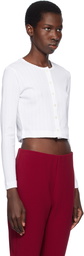 LESET White Pointelle Crop Cardigan