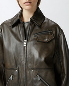 Pinko Old Effect Leather Jacket Caviar Black
