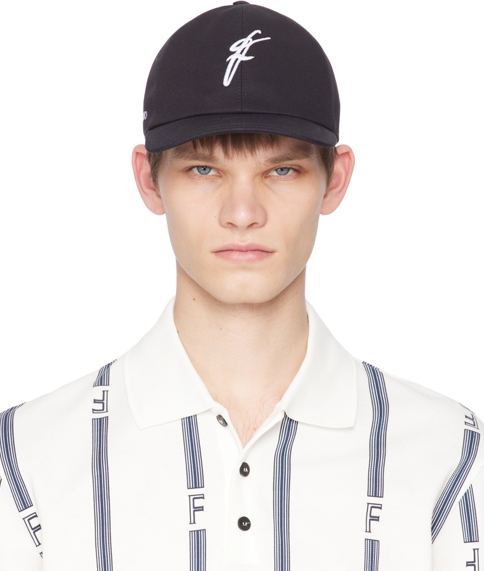 Ferragamo Navy Maxi-F Baseball Cap