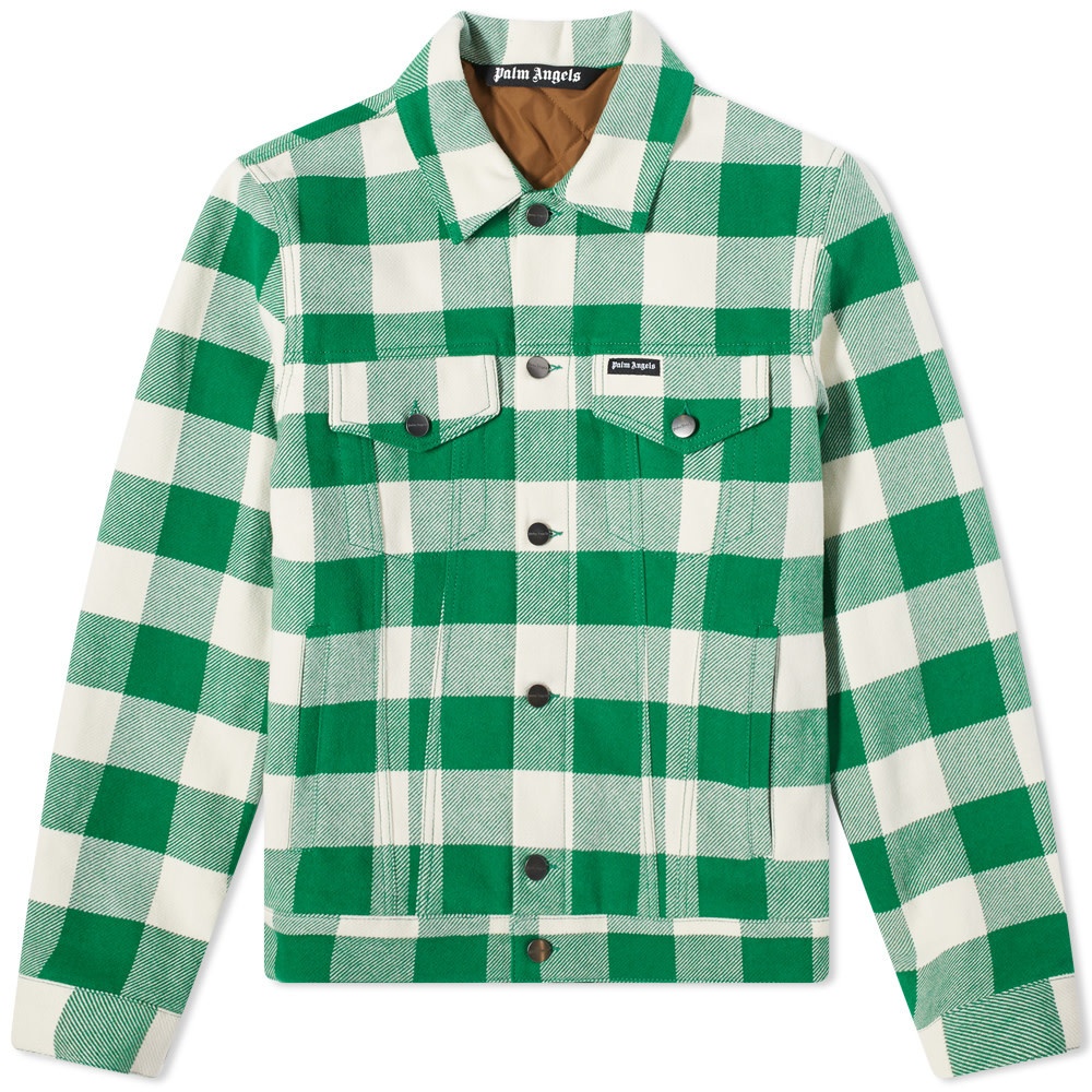Palm Angels Palm Angels Curved Logo Check Jacket Green 310