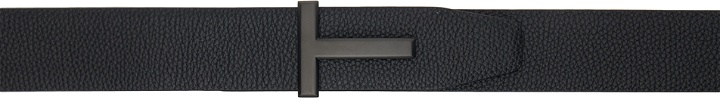 Photo: TOM FORD Black Grain Leather T Icon Belt