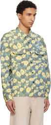 Marni Green & Yellow Linen Blend Blurry Floral Print Shirt