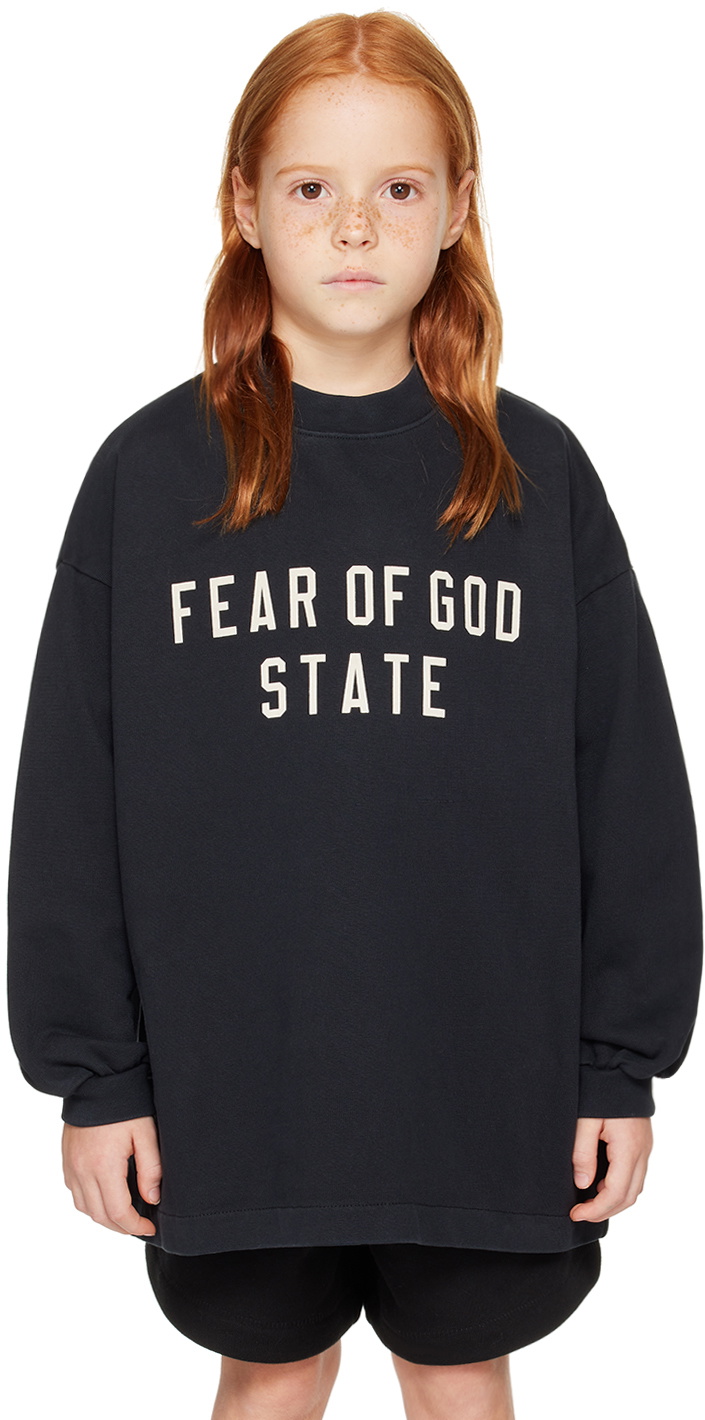 Fear of God ESSENTIALS Kids Black Heavy Long Sleeve T-shirt Fear of God ESSENTIALS Kids Black Heavy Long Sleeve T-shirt