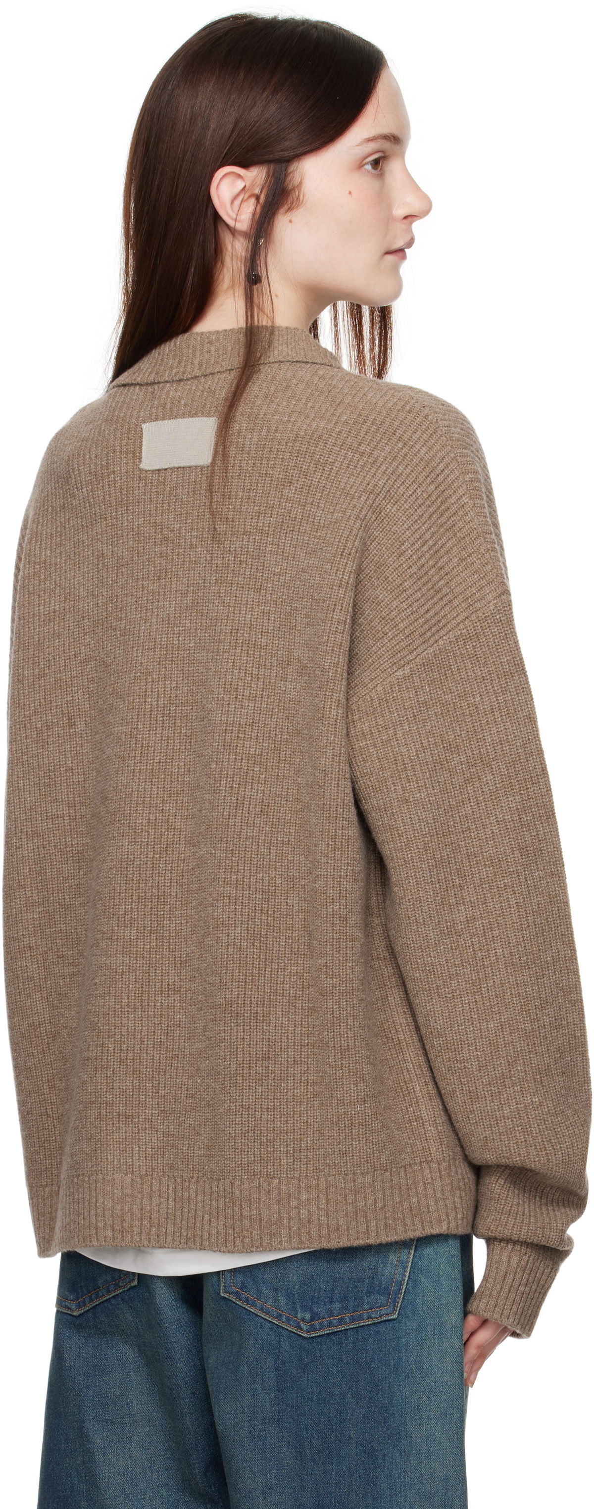 Aya Muse Brown Relaxed Knit Button Up Cardigan