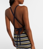 Miu Miu Striped open-back cotton-blend minidress
