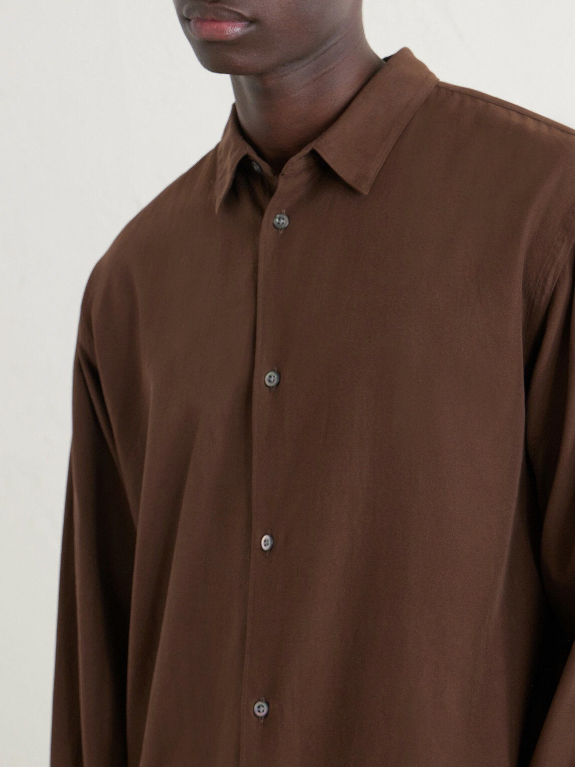 ATON - Cotton and Silk-Blend Shirt - Brown
