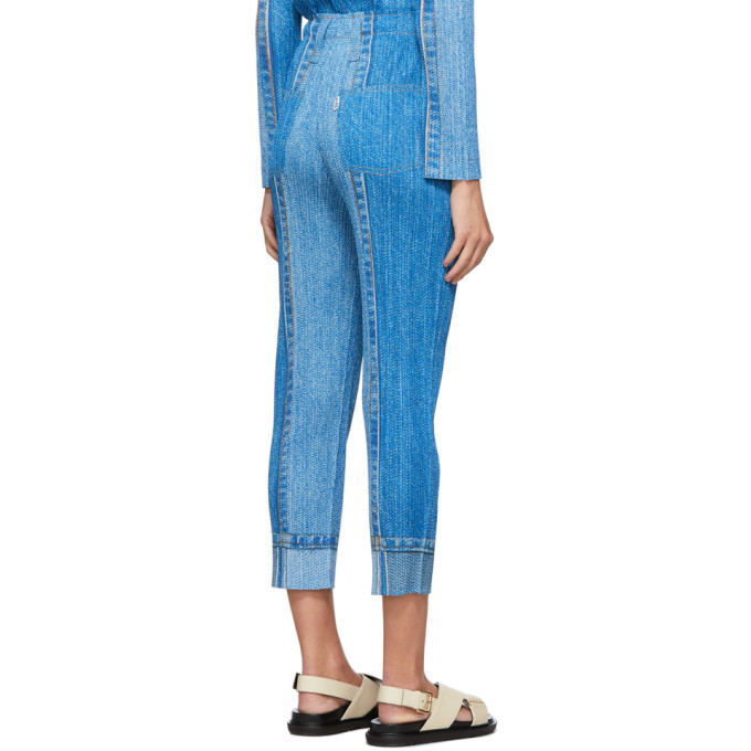 Pleats Please Issey Miyake Blue Denim Pleats Trousers Pleats