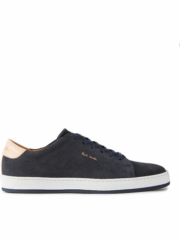 Photo: Paul Smith - Tyrone Leather-Trimmed Suede Sneakers - Blue