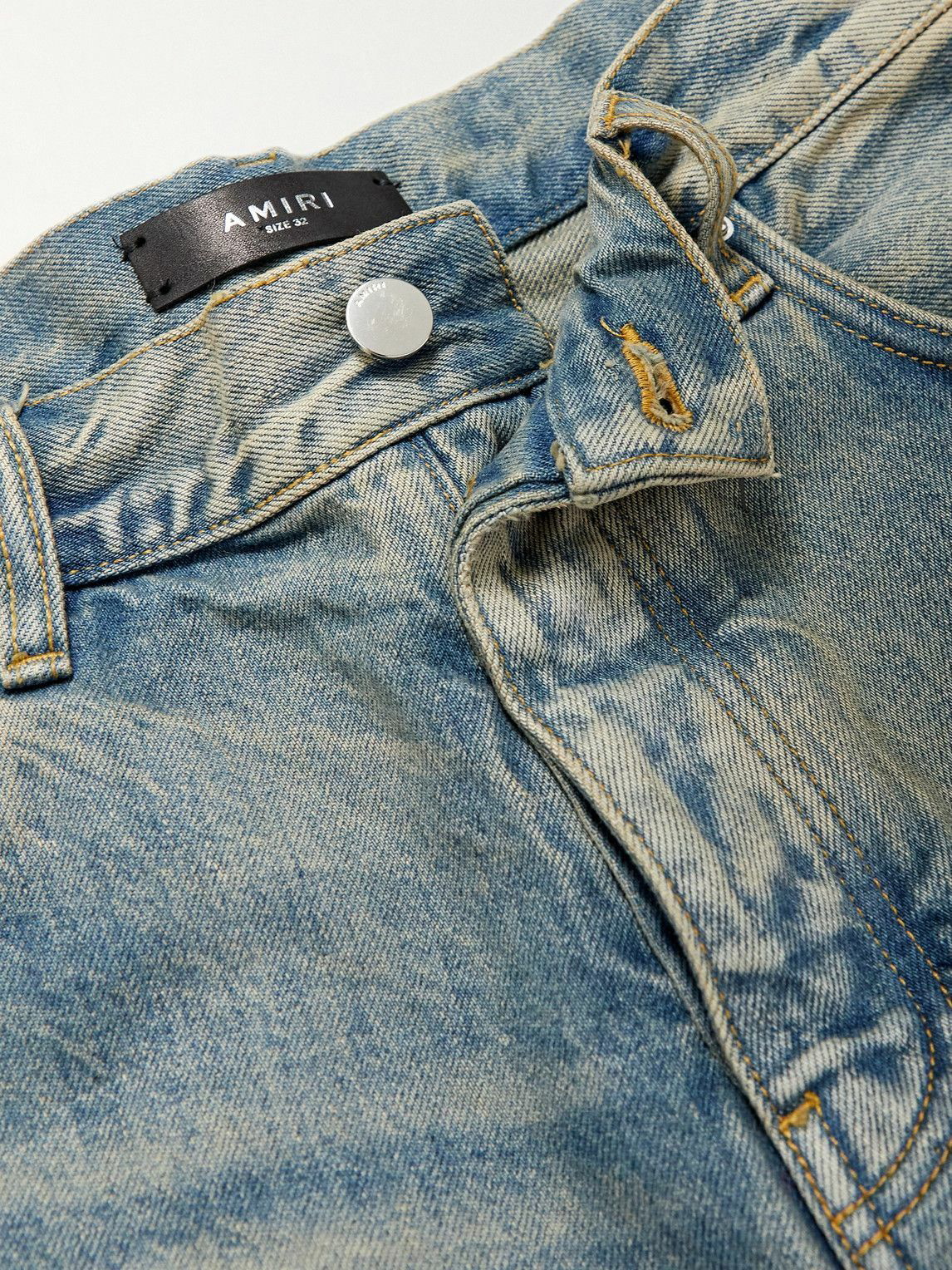 AMIRI - Straight-Leg Leather-Appliquéd Jeans - Blue Amiri