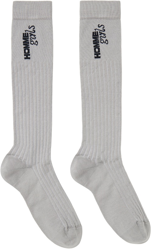 Photo: HommeGirls SSENSE Exclusive Gray Ribbed Business Socks