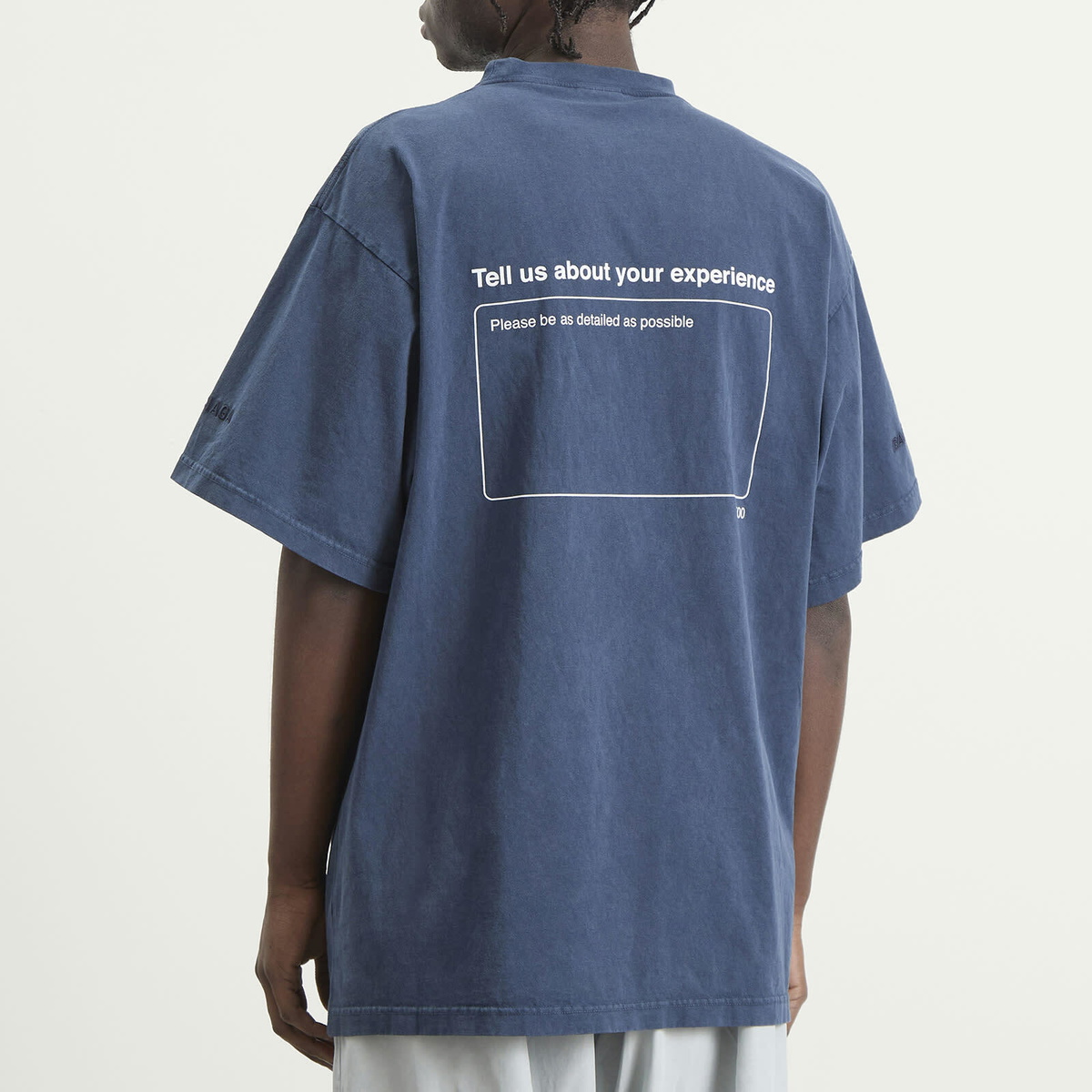 Balenciaga Men's Top Rating Printed T-Shirt in Washed Navy Balenciaga