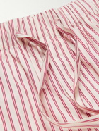 TEKLA - Striped Organic Cotton-Poplin Pyjama Trousers - Red