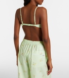 Prada Floral lace-trimmed cotton bra top