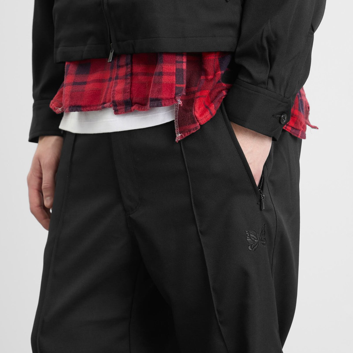 Needles Men's Cavalry Twill Warm Up Trousers in Black Needles