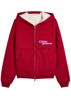 Cherry Los Angeles Thermal Logo Zip-though Cotton Sweatshirt Red