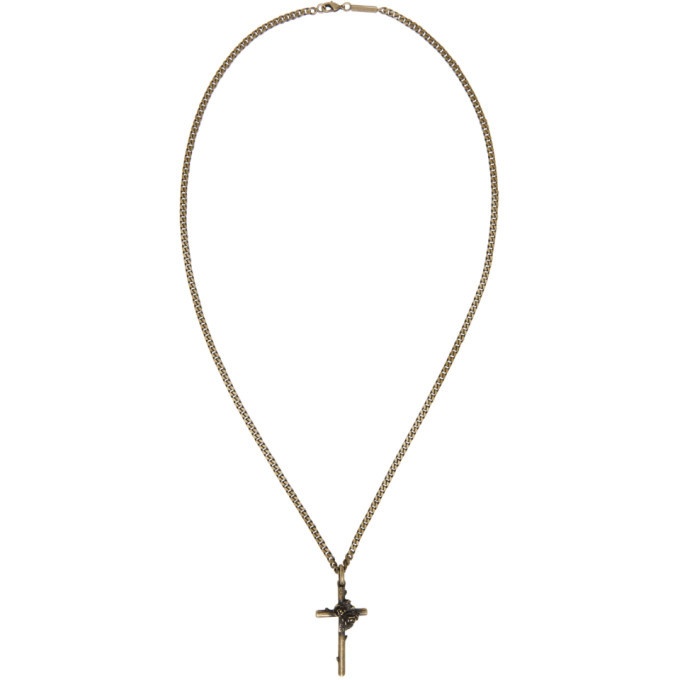 Photo: Dsquared2 Brass Roses Cross Necklace