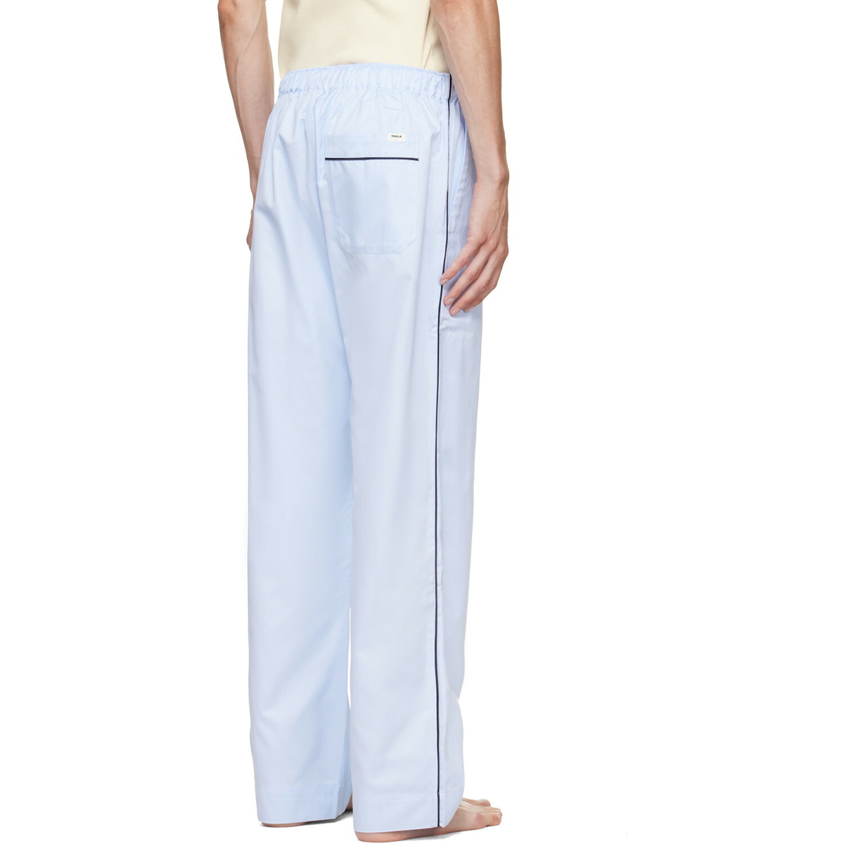 Tekla Blue Sateen Pyjama Pants