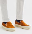 TOM FORD - Cambridge Leather-Trimmed Suede Slip-On Sneakers - Orange