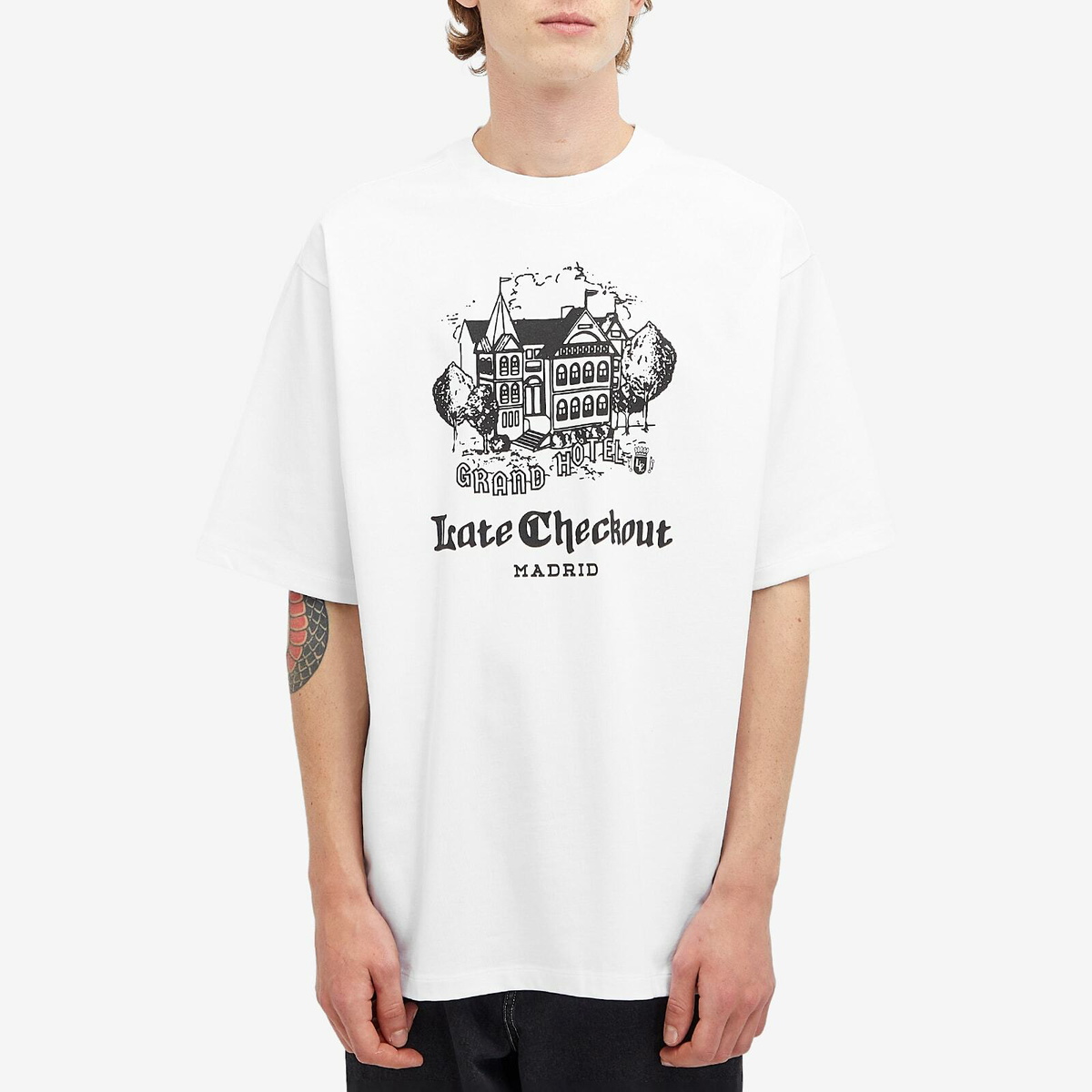Late Checkout Men's Grand Hotel T-Shirt in White Late Checkout