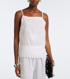 Eres Corail embroidered linen top