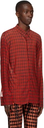 Maximilian Red & Brown Mesh Harlequin Shirt
