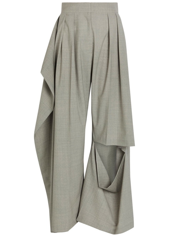 Photo: A.W.A.K.E Mode Cut-out Wide-leg Stretch Wool Trousers Light Grey