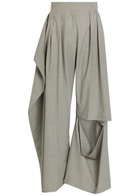 A.W.A.K.E Mode Cut-out Wide-leg Stretch Wool Trousers Light Grey