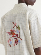 Kardo - Rohit Embroidered Checked Cotton Shirt - Neutrals