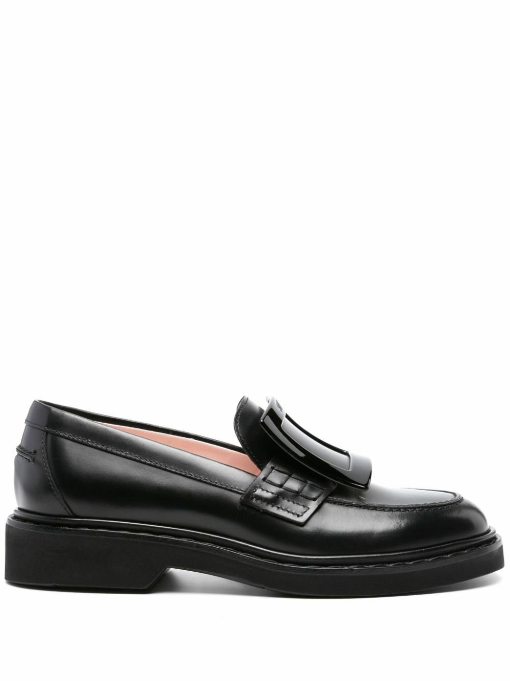 [Roger Vivier] Roger Vivier Viv Rangers Buckle Side Gore Square Toe Ankle Short Boots Black 38 [Used] [Authenticated and Guaranteed Authentic] 197804