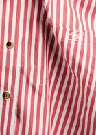 Ganni Striped Cotton-poplin Shirt Red And White