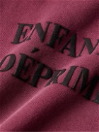 Enfants Riches Déprimés - Thrashed Distressed Logo-Print Cotton-Jersey Hoodie - Burgundy