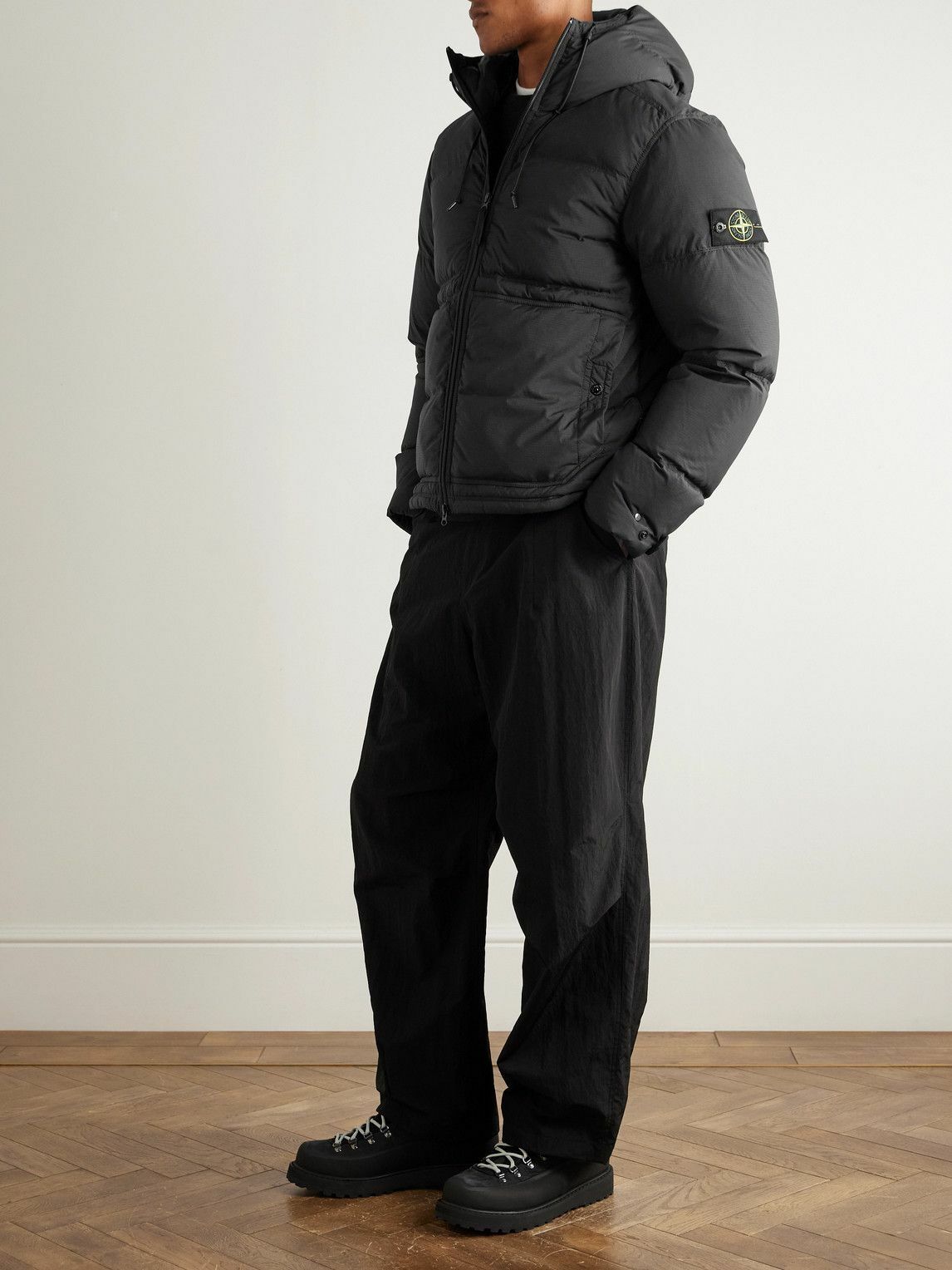Stone Island - Quilted CORDURA® Ripstop Hooded Down Jacket - Black