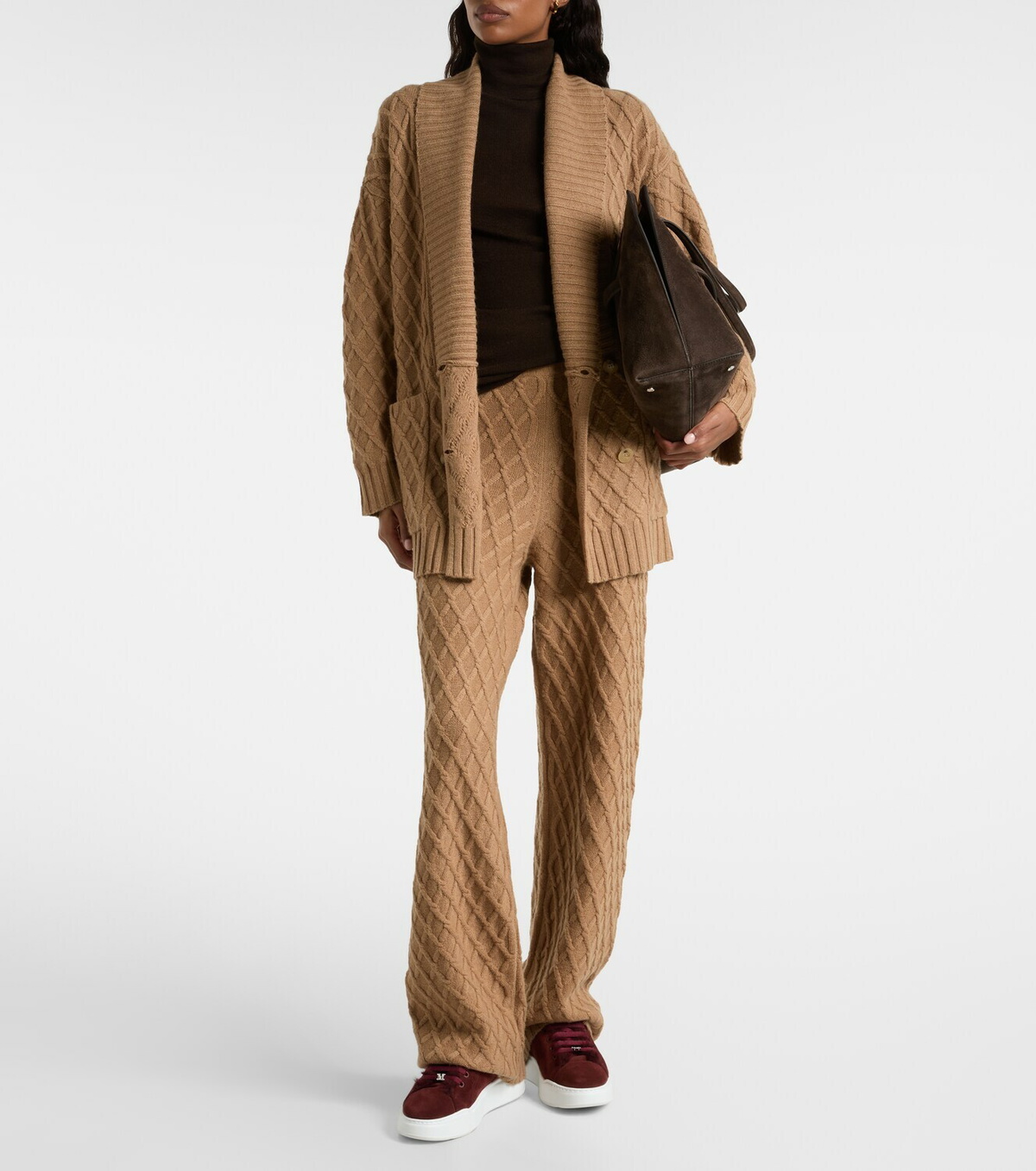 Max Mara Tmaxi Teddy-trimmed suede sneakers