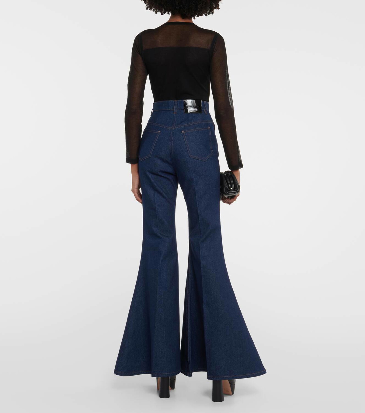 デニム・ジーパン NINA RICCI FLARED DENIM JEANS Printed flared jeans in blue - Nina Ricci | Mytheresa