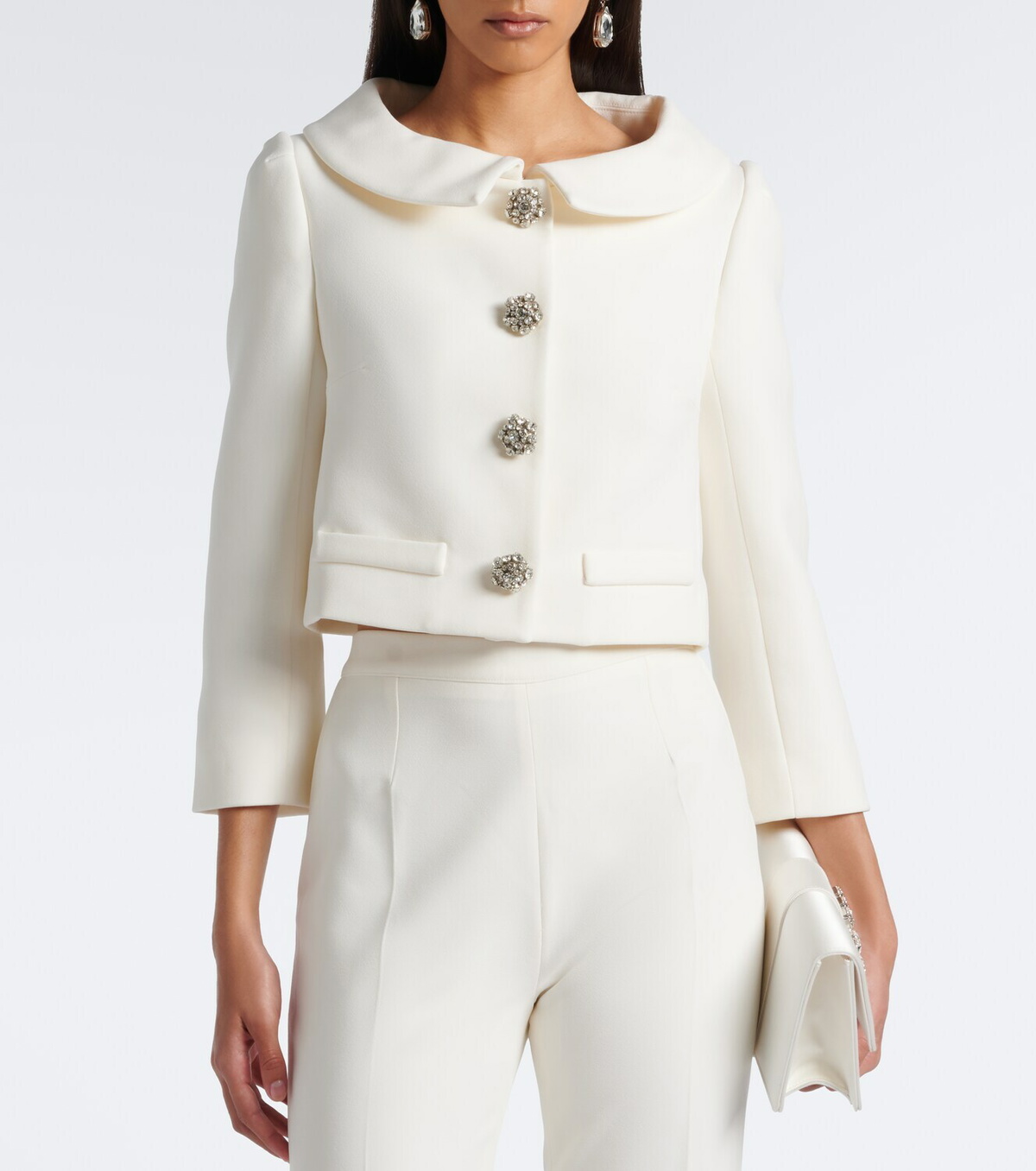 Safiyaa Bridal Brigitta cropped crêpe jacket