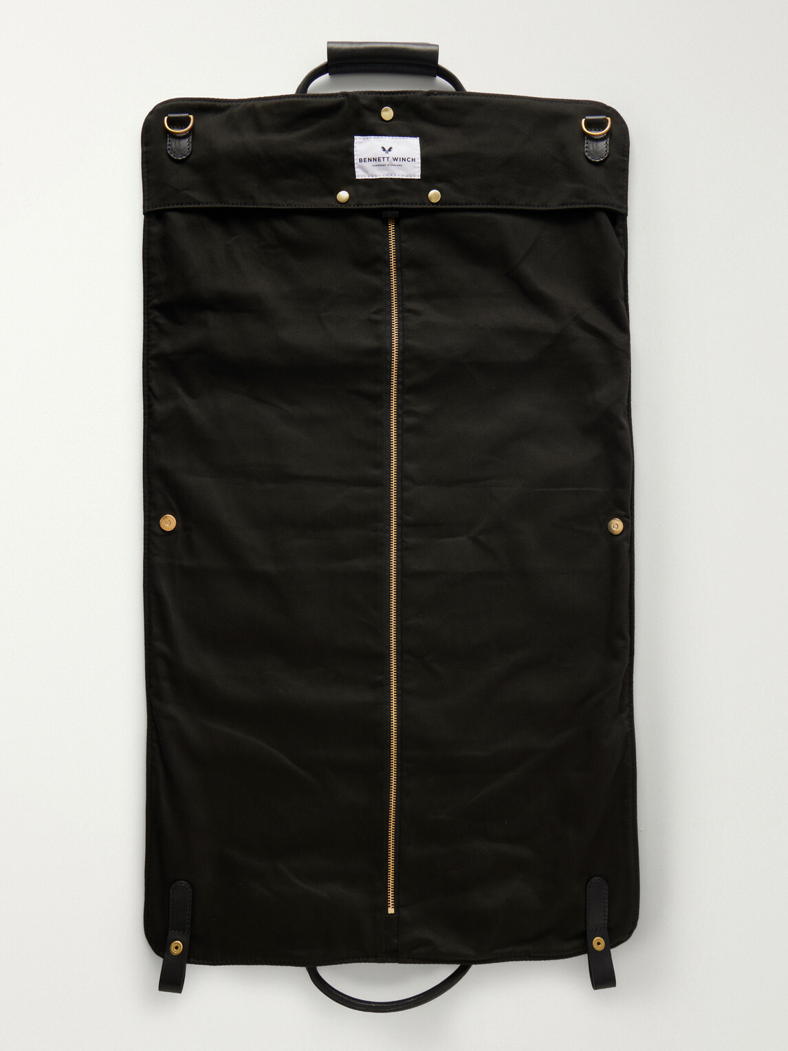 Bennett Winch - S.C. Holdall Convertible Full-Grain Leather and Cotton-Twill Weekend Bag - Black