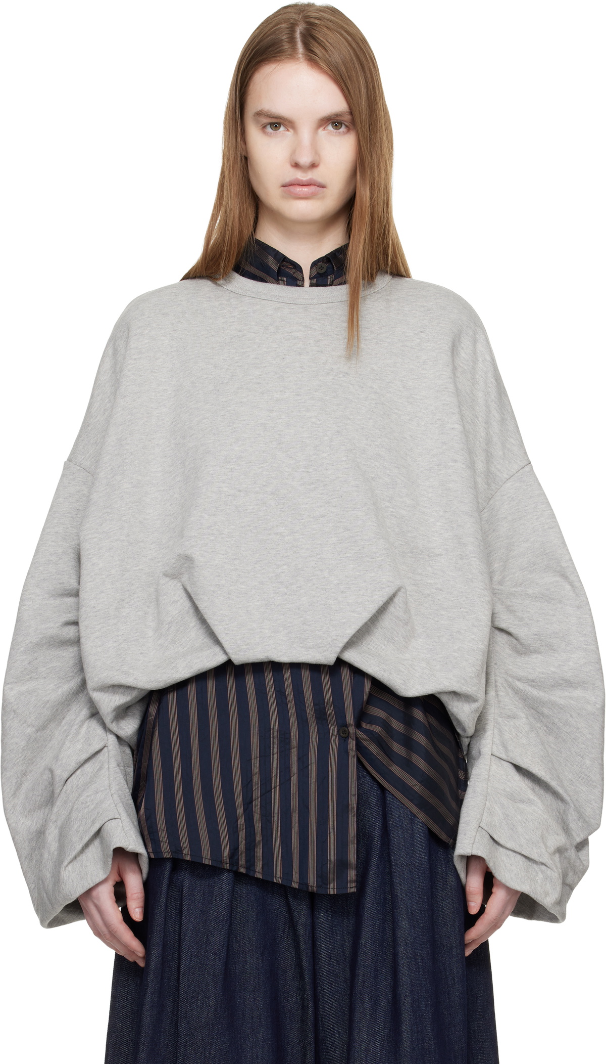 Dries Van Noten Gray Draped Sweatshirt