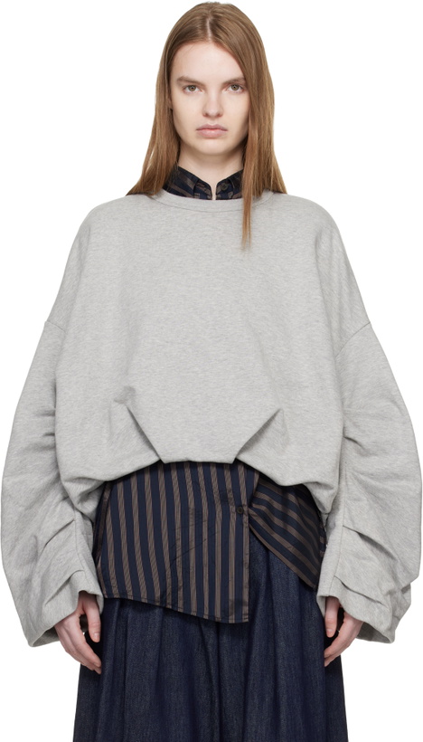 Photo: Dries Van Noten Gray Draped Sweatshirt
