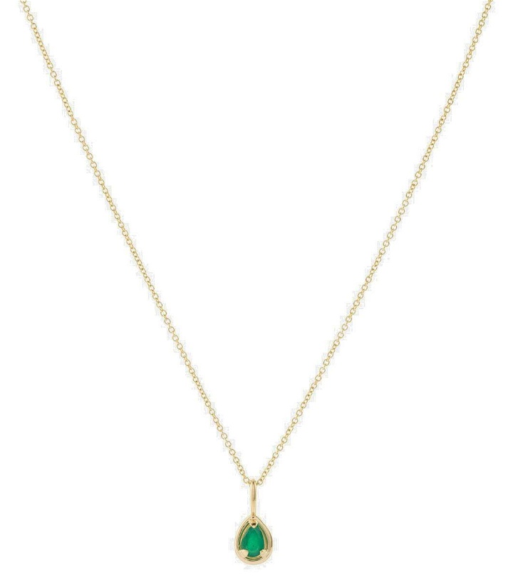 Photo: Stone and Strand Bonbon 14kt gold pendant necklace with emerald