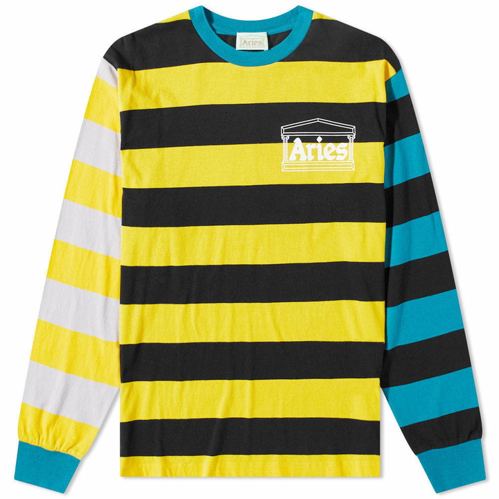 Photo: Aries Long Sleeve Colour Blocked Striped Tee