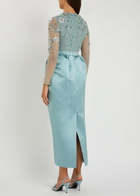 Huishan Zhang Starla Embellished Duchess Satin and Tulle Midi Dress Grey