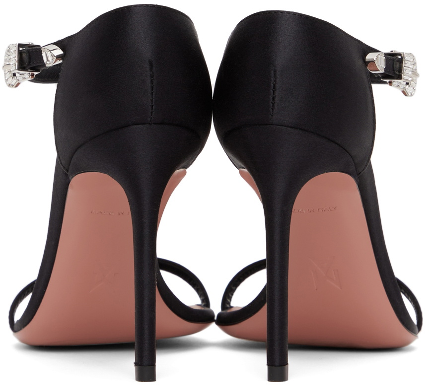 シューズ・サンダルその他 AMINA MUADDI Woman Heeled sandals Black Amina Muaddi Lena Clear Patent Crisscross Slingback Sandals