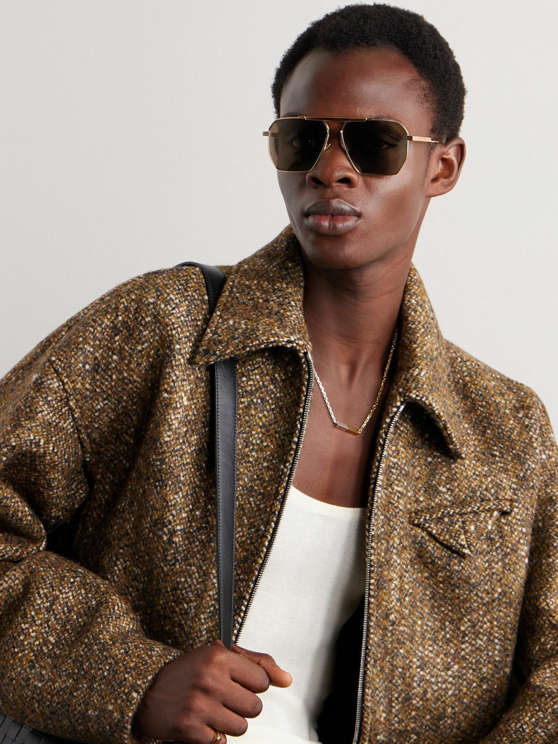 Bottega Veneta - Aviator-Style Gold-Tone Sunglasses