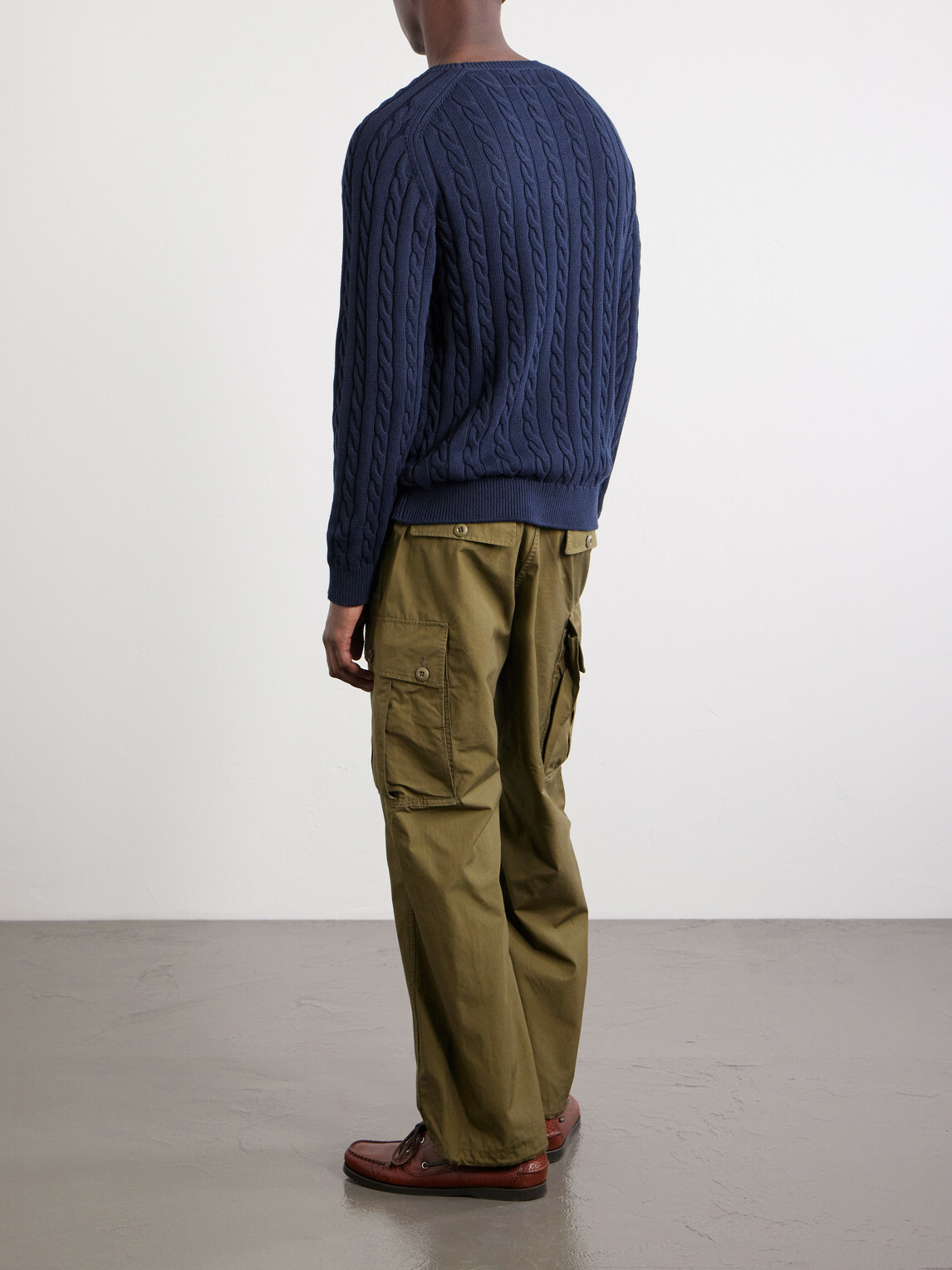 Beams Plus - Cable-Knit Cotton Sweater - Blue
