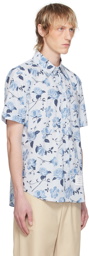 Thom Browne Blue Rose Floral Shirt