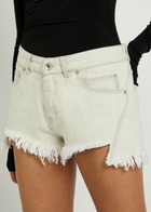 Rick Owens Distressed Denim Shorts Pearl