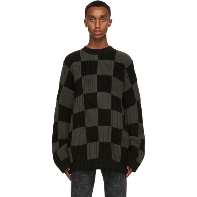 Photo: Balenciaga Black and Grey Checkered Sweater